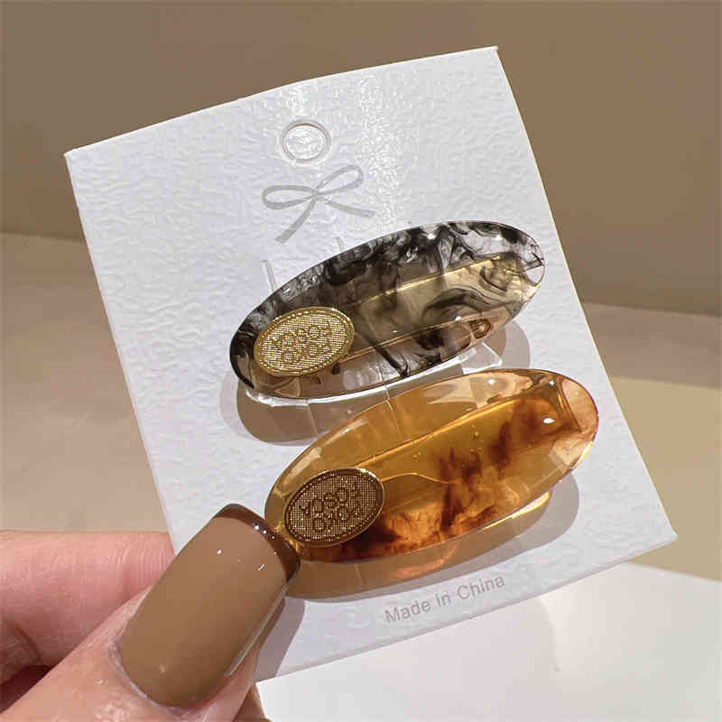 Oval Acetate Small Duckbill Clip Fashion Hairpin