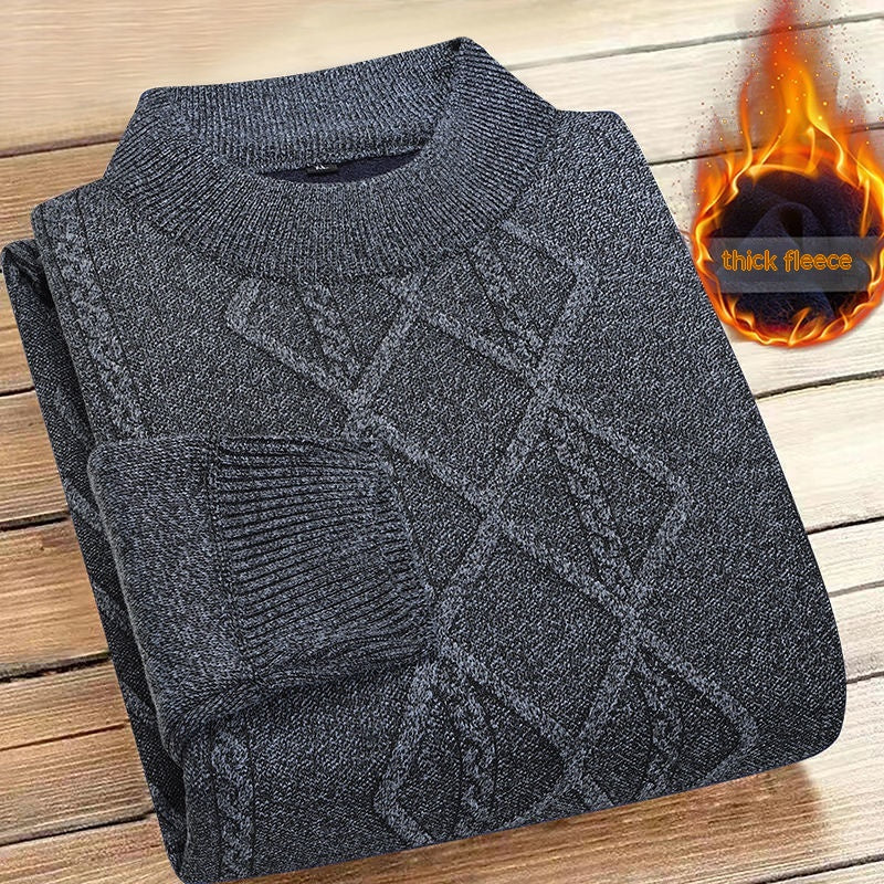 Autumn And Winter Men's Fleece-lined Sweater