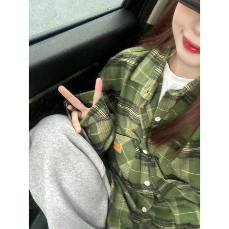 Female Dopamine Tender Plaid Shirt Coat