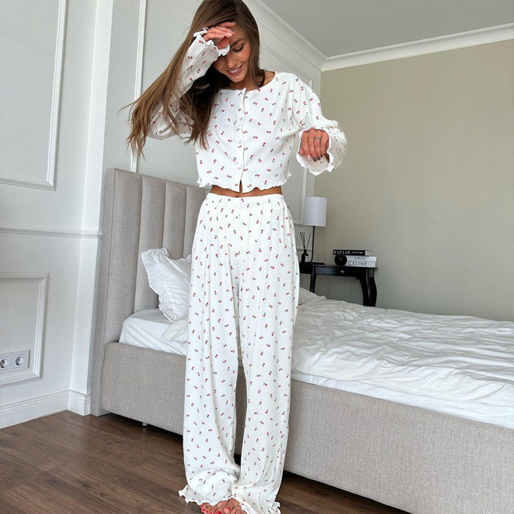 Knitted Cardigan Long Sleeve Pajama Pants