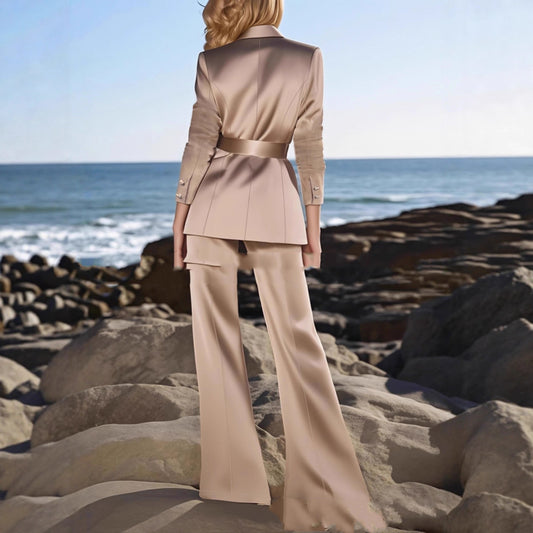 Womens Fashionable High-End Lace-Up Suit Pants Set
