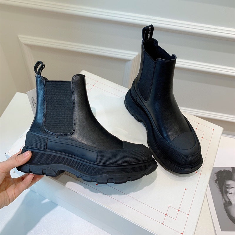 Alsidig læder high-top casual sko til kvinder
