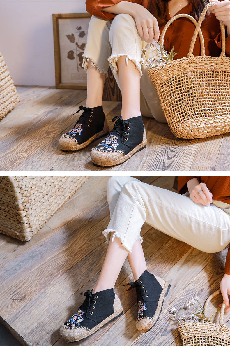 Women's Ethnic Style Embroidered Shoes Non-slip Flat Shoes