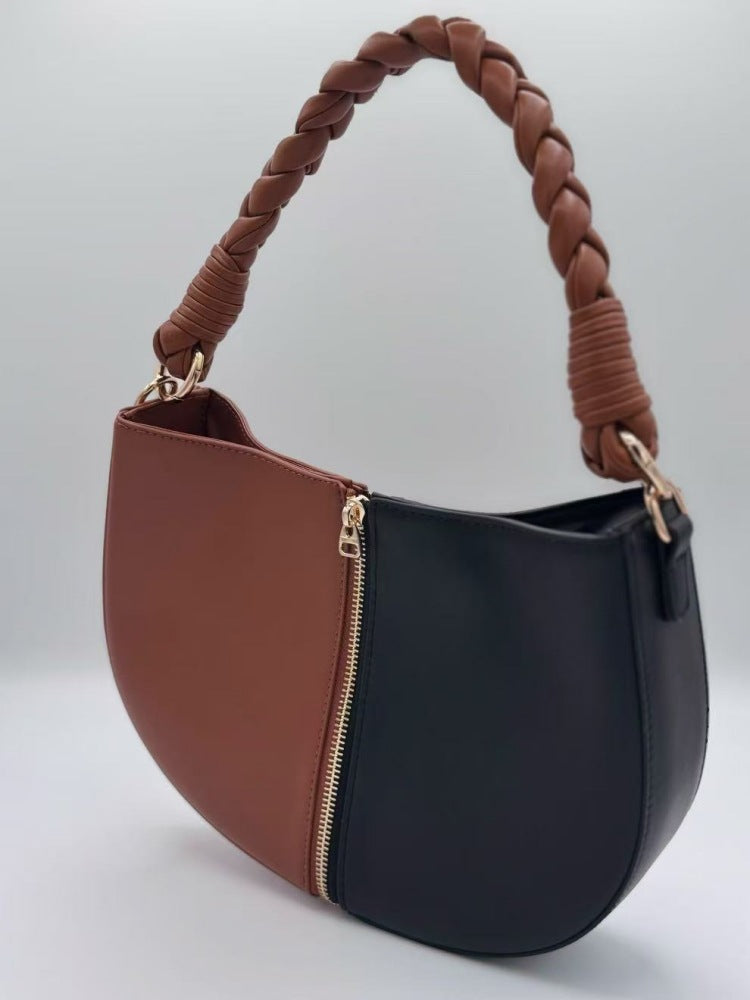 One-shoulder Underarm Bag Zipper Combination Stitching