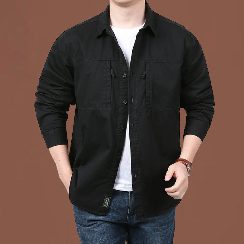 Men's Cotton Overalls Long Sleeve Shirt