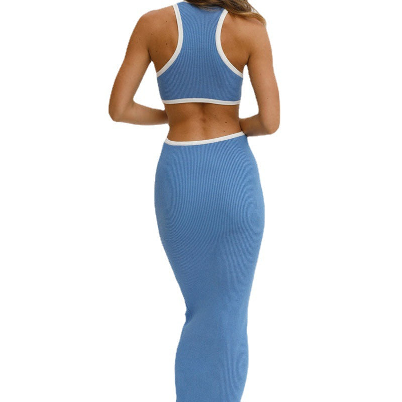 Solid Temperament Open Waist Slim Fit Women's Dress