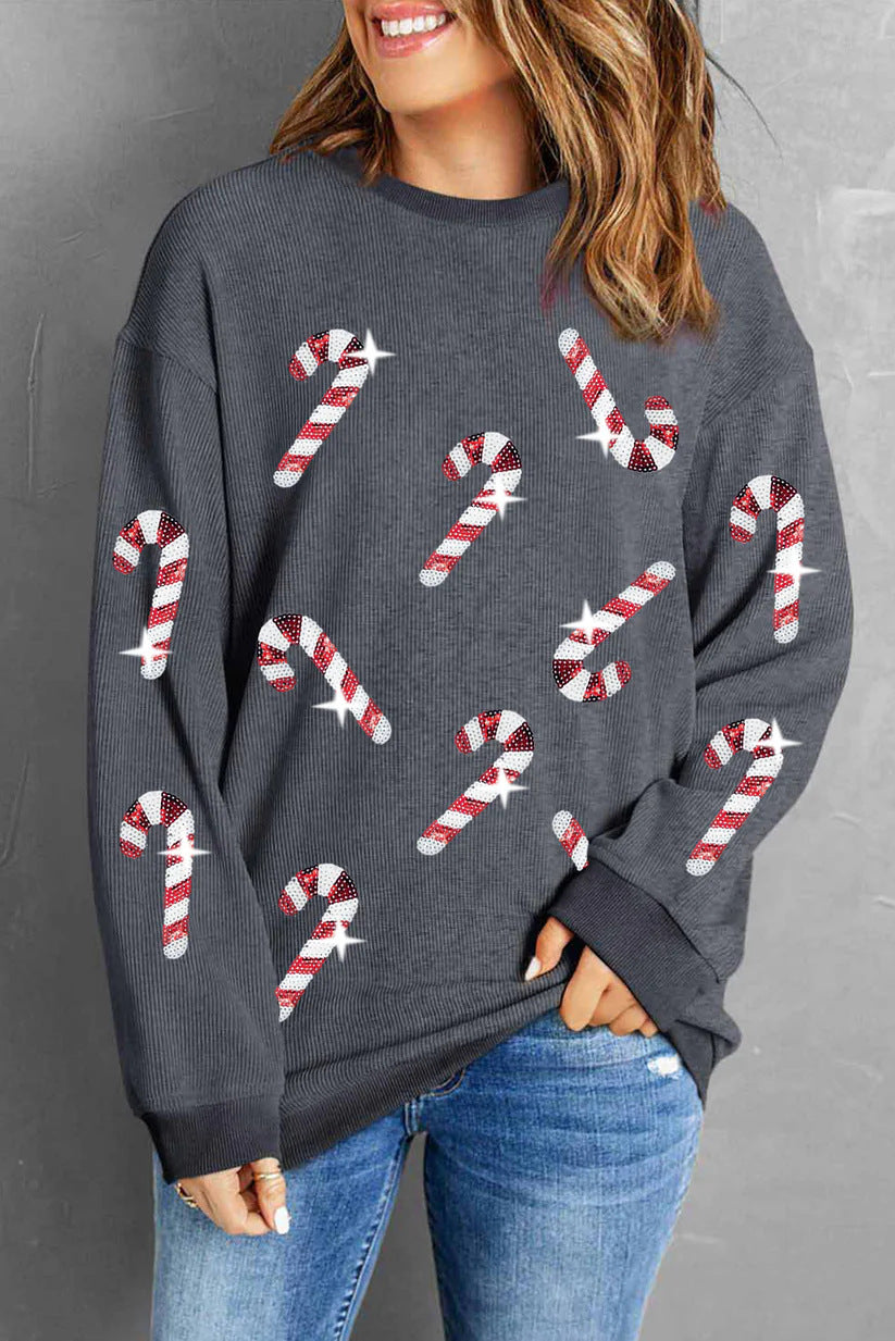 New Christmas Womens Top Relaxed, Casual Long-sleeve Design With A Printed Pattern