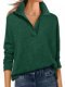 Solid Color Top V-neck Long Sleeve Loose Fashion