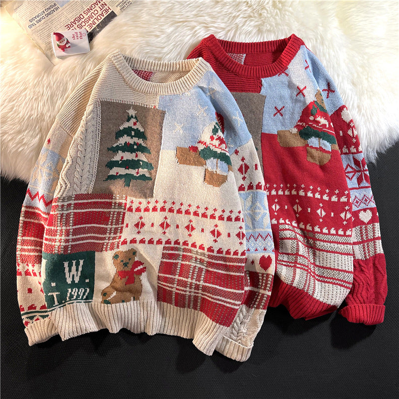 Sweater Herre Ins Trendy Rund Hals Japansk-inspireret Retro Hong Kong Stil