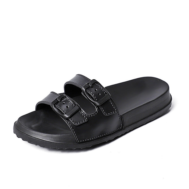 Women's Retro Flat Fashion Sandals With Two Straps And Double Buckles
