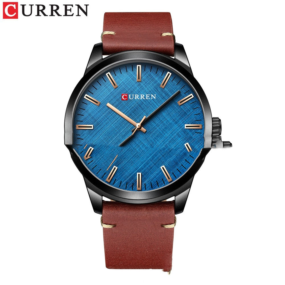 Round Waterproof Men's Watch Simple Style Leather Watch Couple Watch Genuine