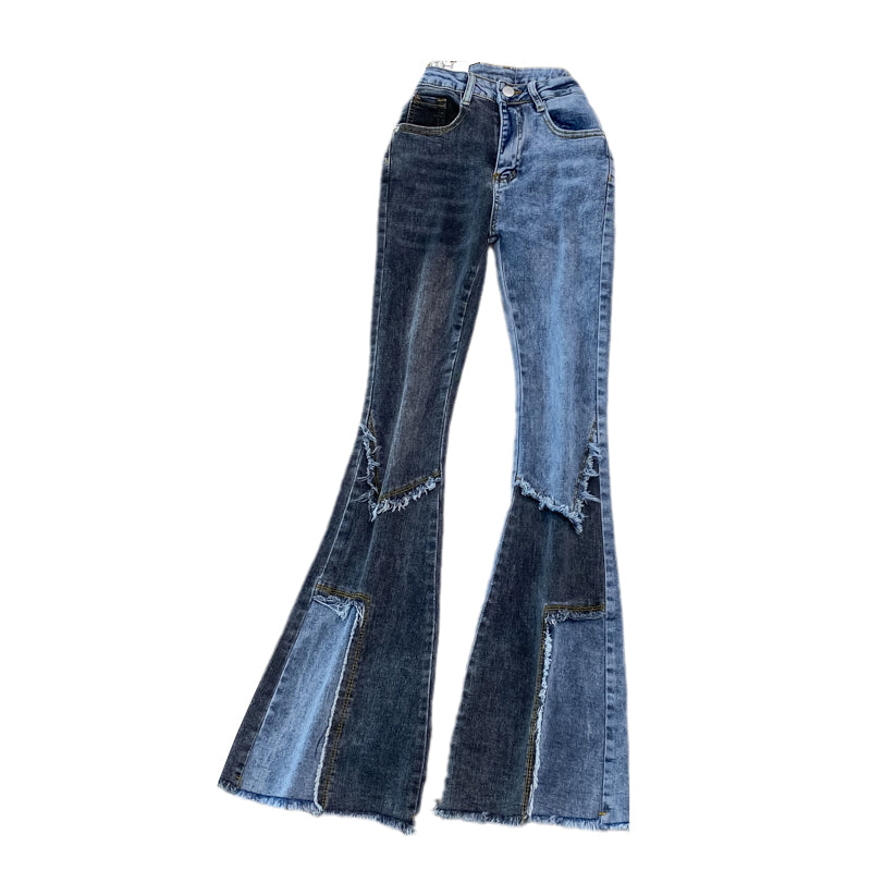 Floor Mopping Vintage Raw Edge Slim Flared Trousers
