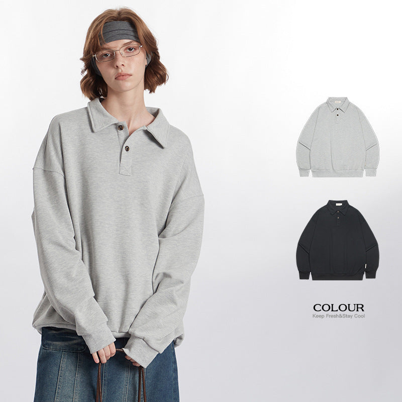 Lapel Couple Sweater Autumn Long-sleeved Top