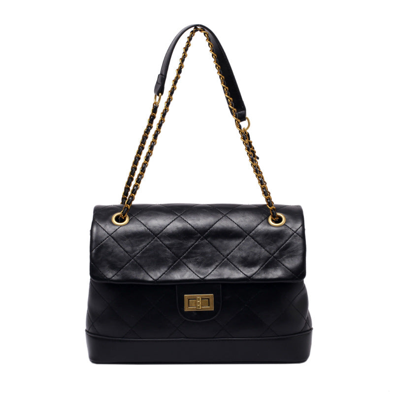 Winter Rhombus Personalized Stitching Shoulder Bag