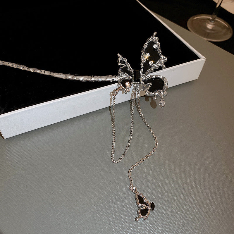 Metal Irregular Butterfly Tassel Hairpin Girl