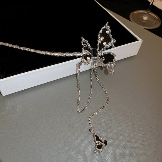Metal Irregular Butterfly Tassel Hairpin Girl