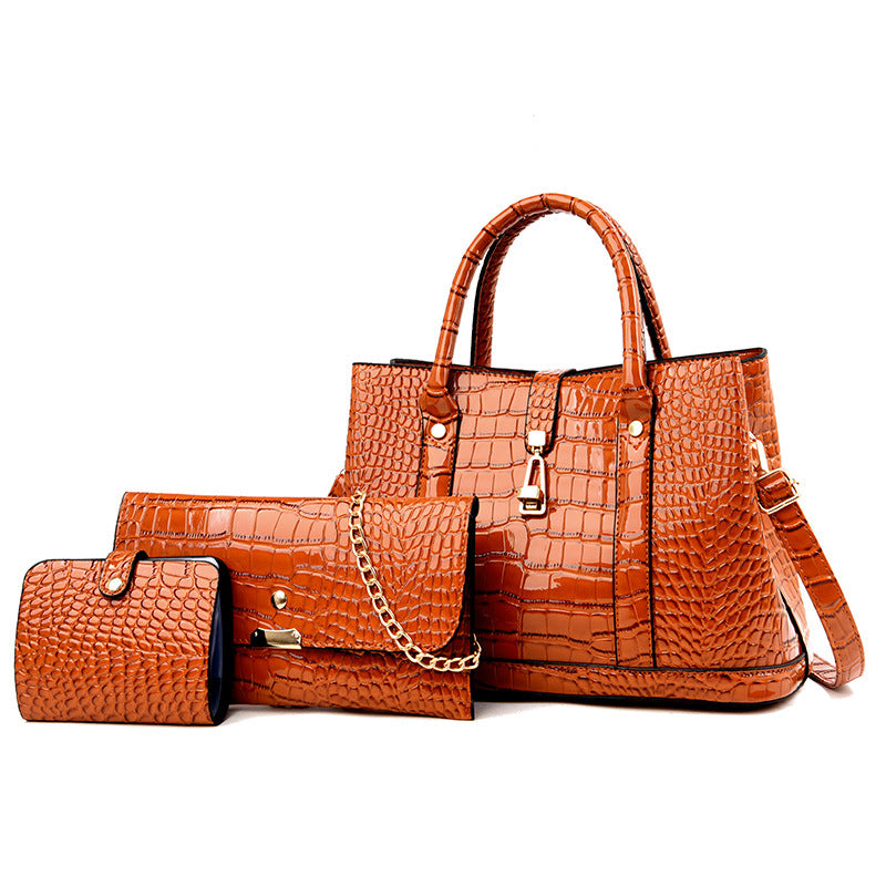 Women's Fashion Large Capacity Crocodile Buckle Baby Diaper Bag
