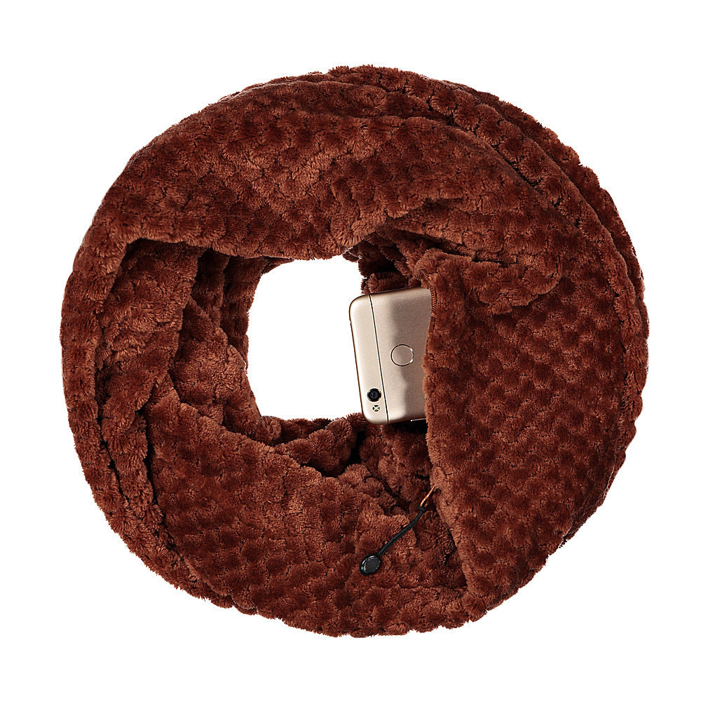 Warm Scarf Unlimited Zipper Travel Pocket Bib