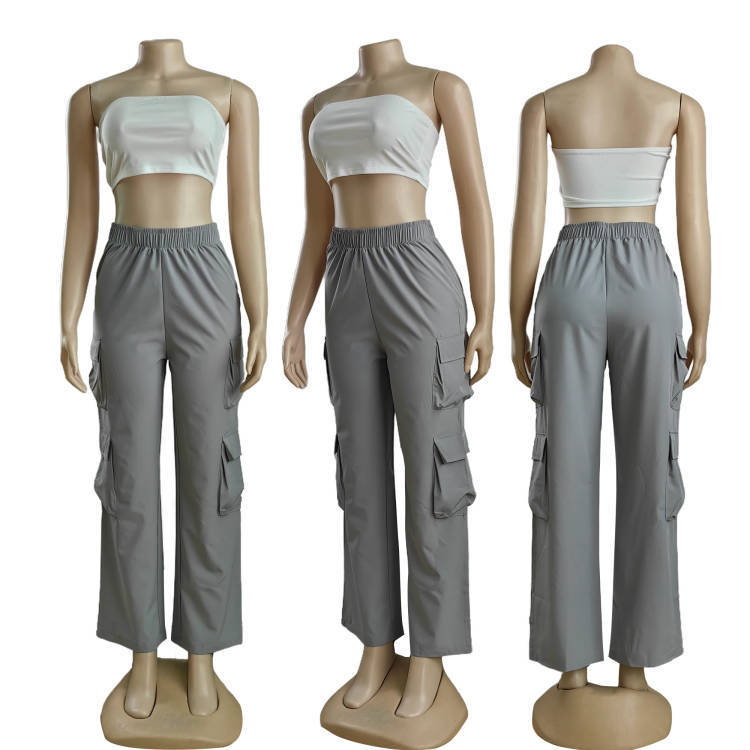 Casual Simple Trendy Multi-pocket Solid Color Overalls