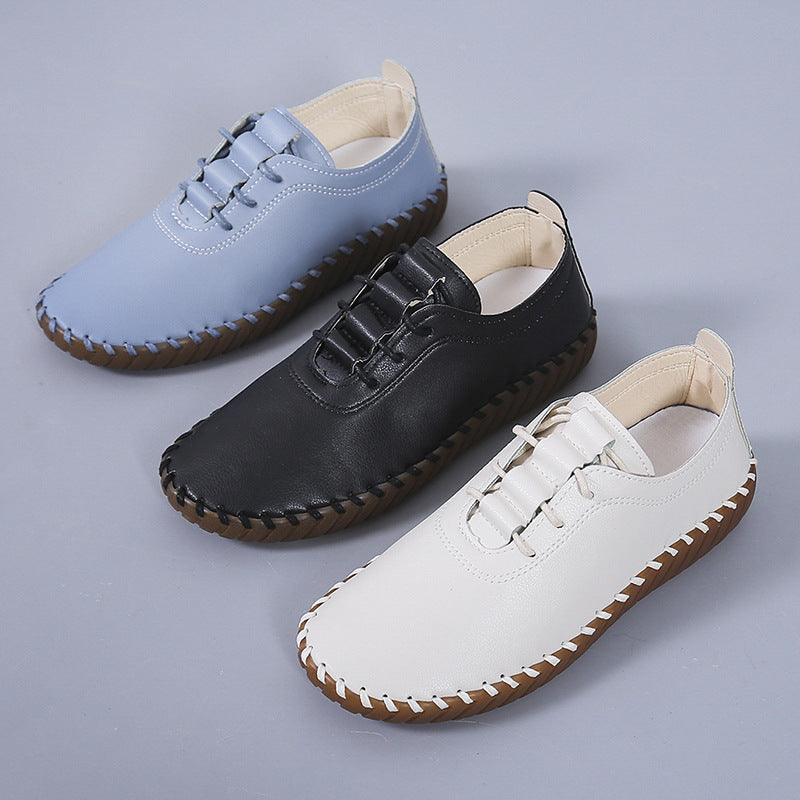 Women's Round Toe Lace-up Mother Soft-soled Flat Shoes