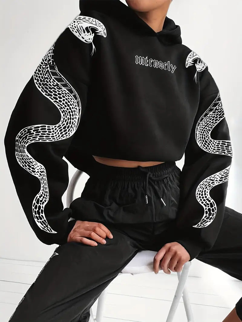 Kvinder Trykt Hættetrøje Løstsiddende Vintage Sweatshirt Top