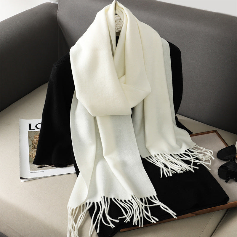 Solid Color Maillard Scarf Cashmere-like Women Warm Shawl