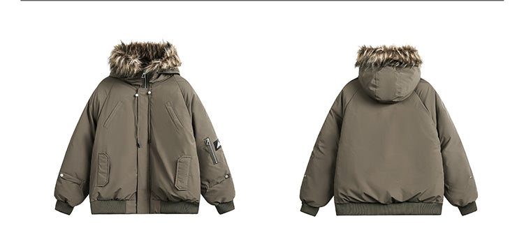 American Retro Fashion Brand Windproof Outdoor Fur Collar Cotton Clothes