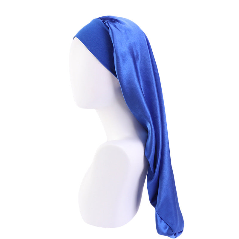 Women's Elastic Wide-brimmed Satin Long Tube Nightcap