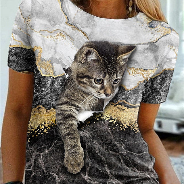 3D Printed Women's Street Short Sleeve Sports T-shirt Top