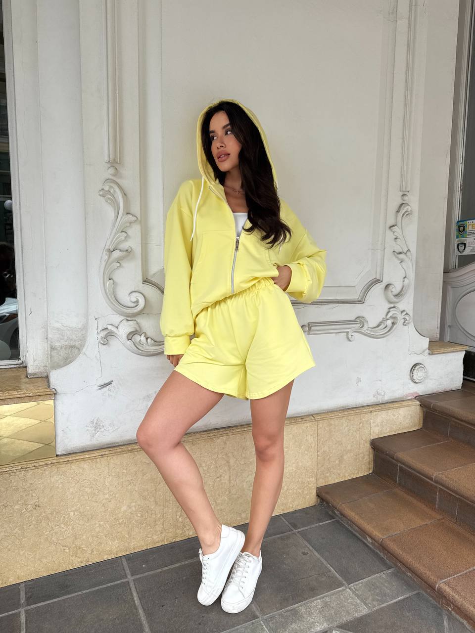 Casual Sweater Jacket And Wide Leg Shorts Two Piece Set