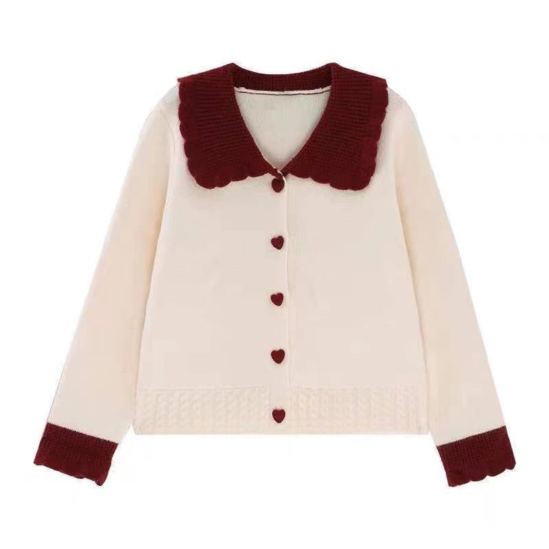 Women's Small Solid Color Doll Collar Sweater