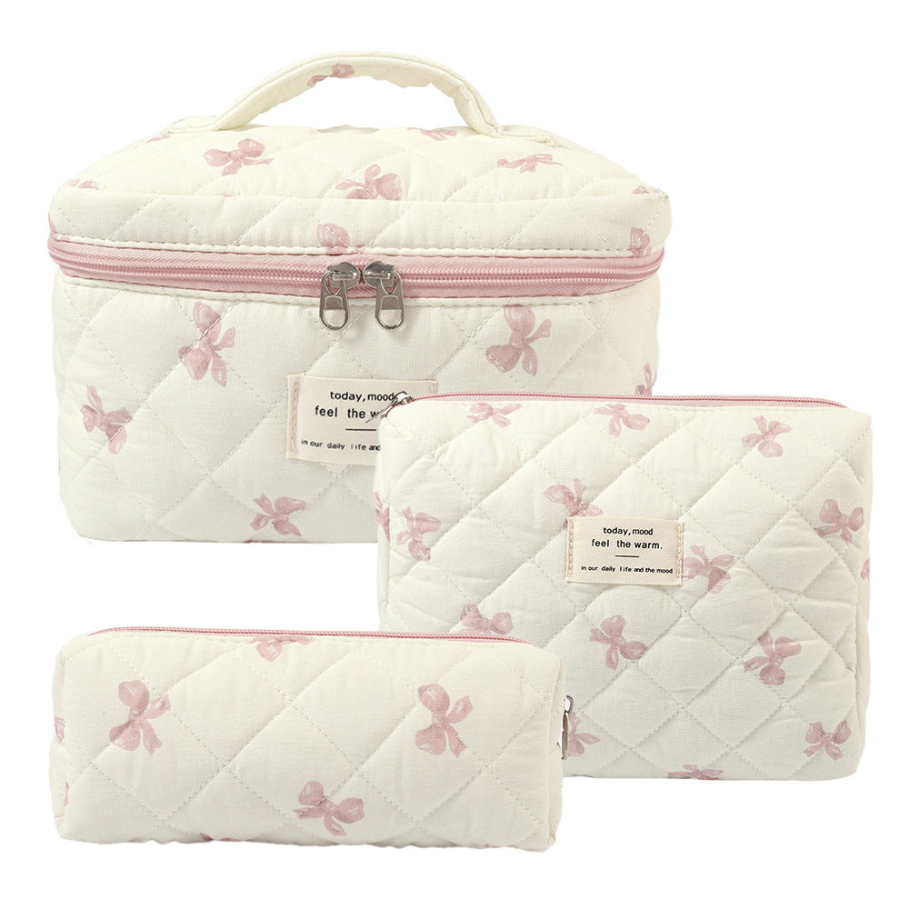 Small Floral Storage Portable Cosmetic Bag Large Capacity