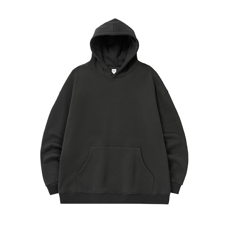 Single-layer Fleece-lined Hooded Sweater Loose Casual Top