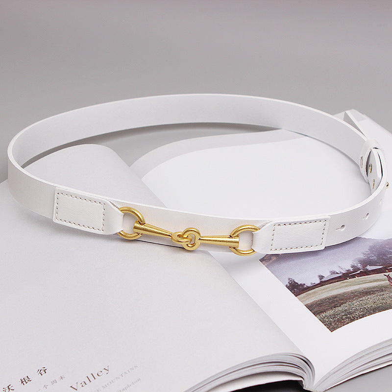 Fashion Simple Female Cowhide Horsebit Belt