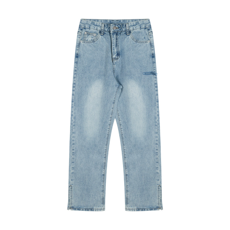 Women's Retro Loose High Waist Slit Jeans