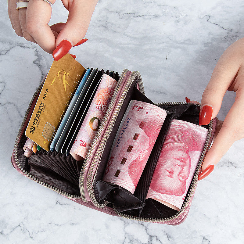 Women's Short Solid Leather Wallet