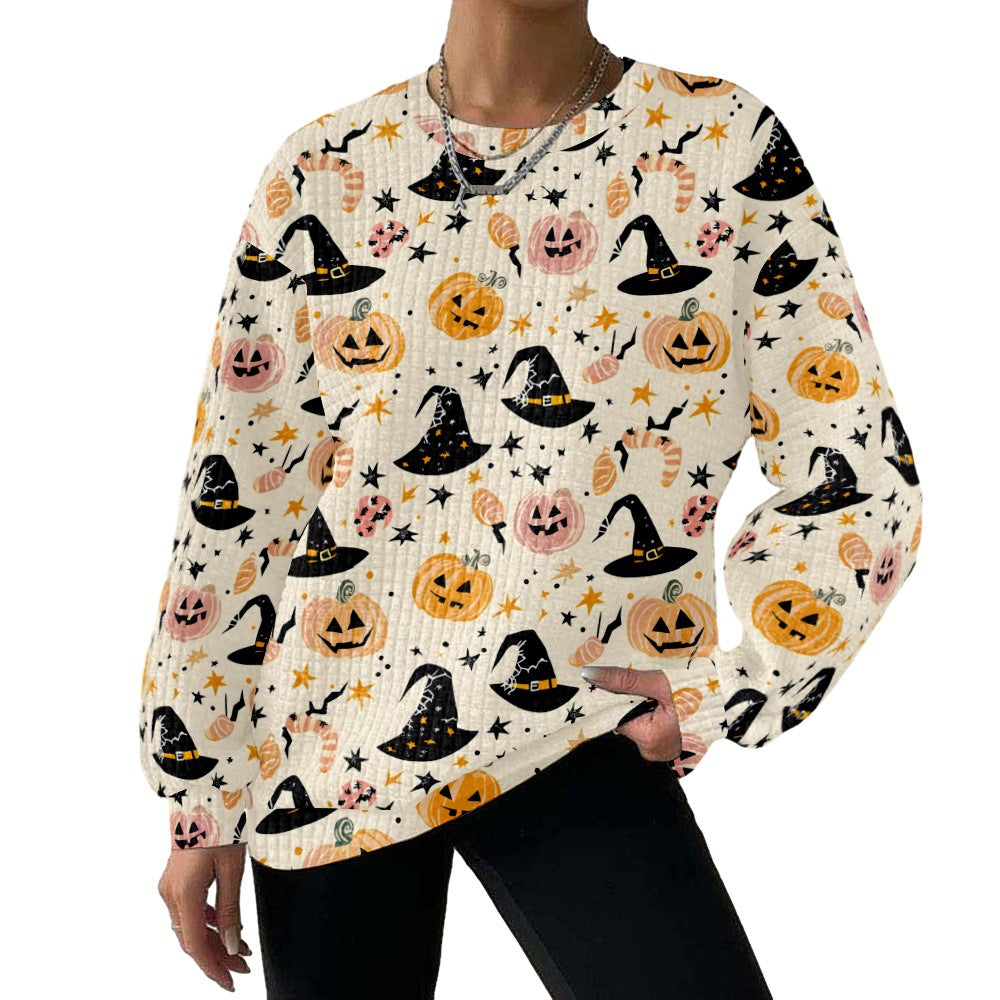 Digital Printing Pattern Shading Fashion Trend Round Neck Long Sleeve Sweater