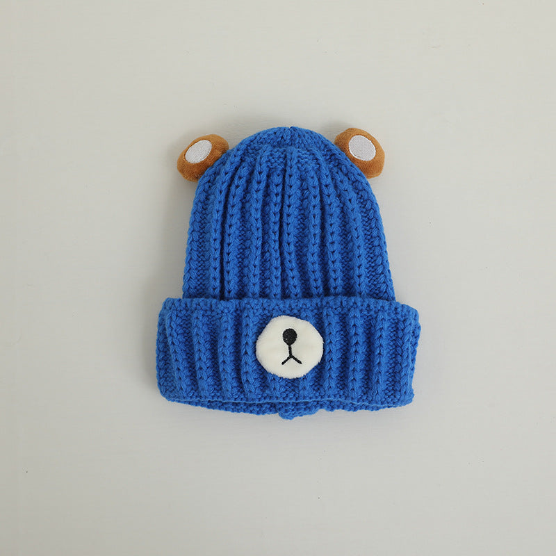Knitted Hat Bear Candy Color Woolen Cap