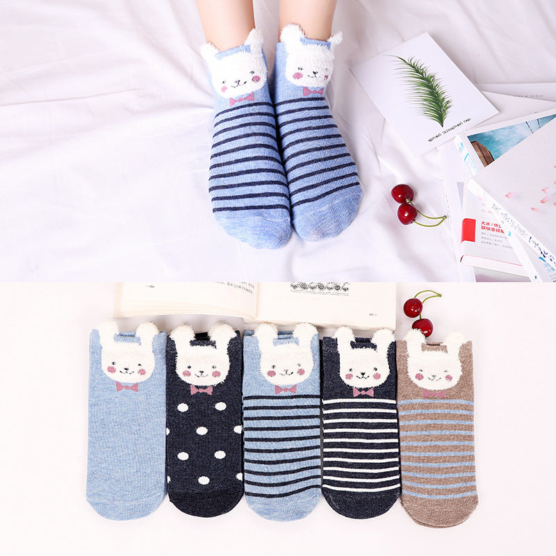 Women's Fashion Simple Cartoon Cotton Socks
