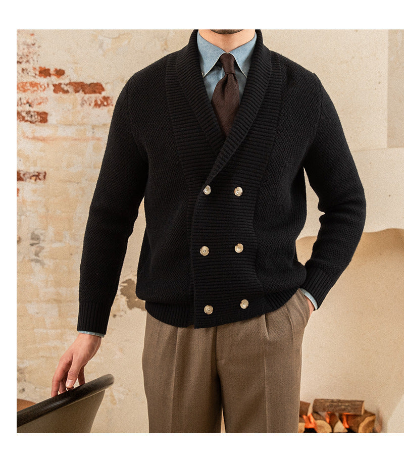 Fall Winter Men Coat V-neck Sweater Trendy Simple