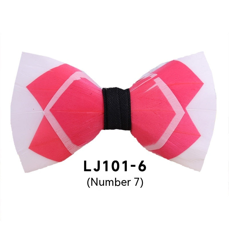 Men's Polyester Feather Bow Tie Business Host Suit Bow Tie