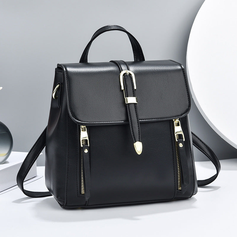 Women's Fashionable All-match Leather Lightweight Western Style Backpack