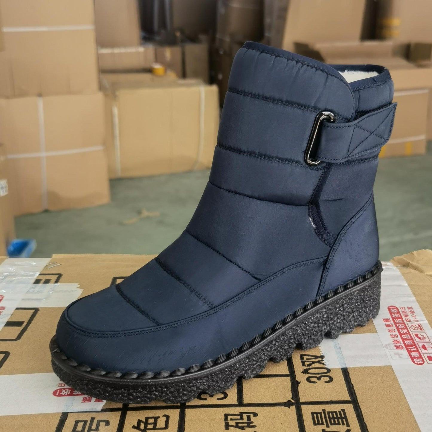 Velcro Waterproof Cotton Shoes Mid-tube Casual Women's Boots
