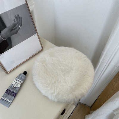 Puffy Fluffy Rabbit Plush Beret Female Filler