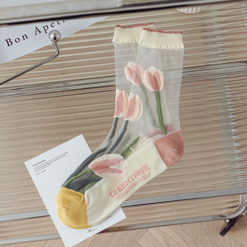 Tulip Fairy Wind Transparent Crystal Glass Silk Women's Socks