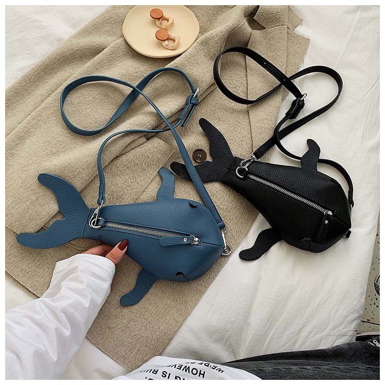 Fashion Creative Funny Personality Whale Pu Messenger Bag