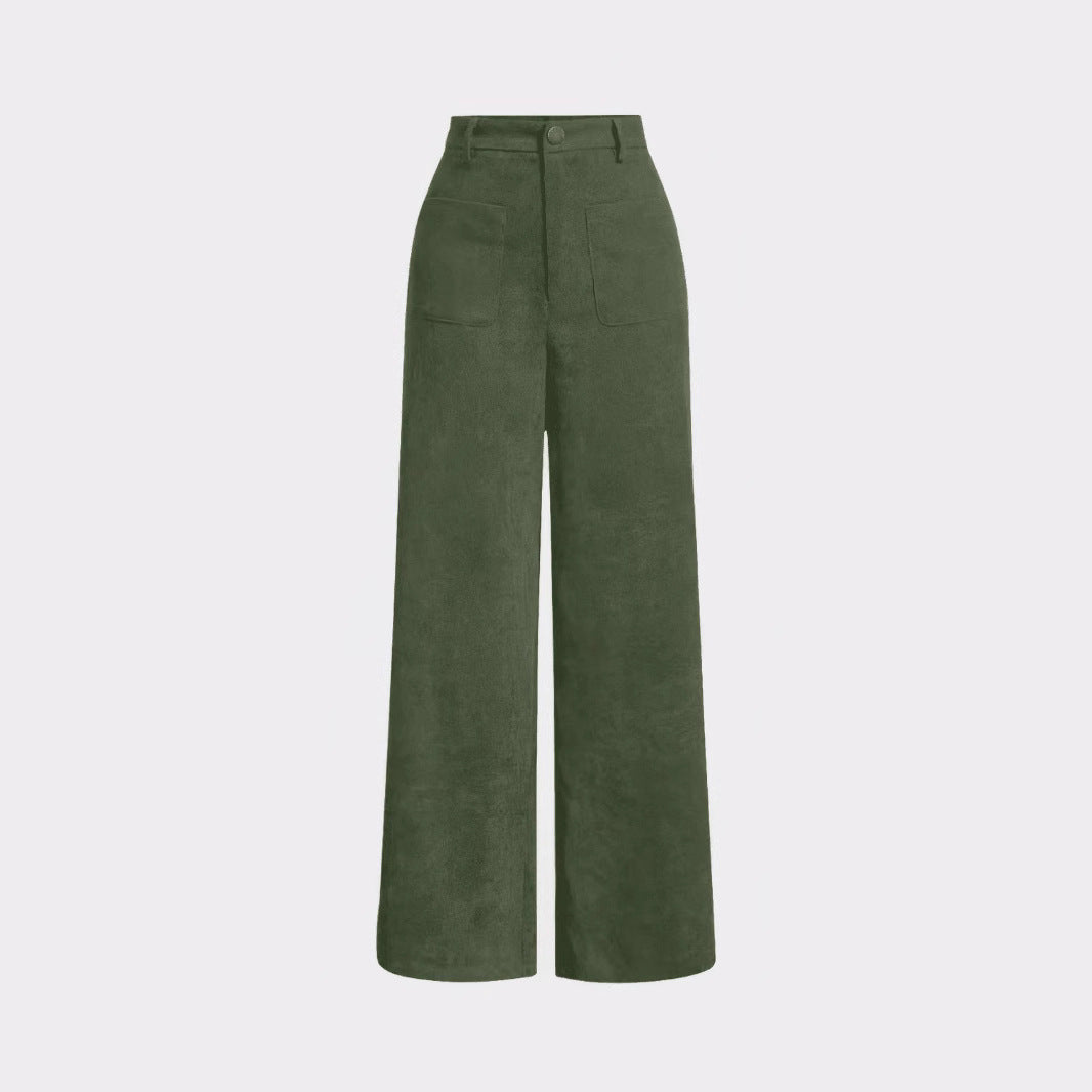 Tall Loose All-matching Corduroy Retro Straight-leg Trousers