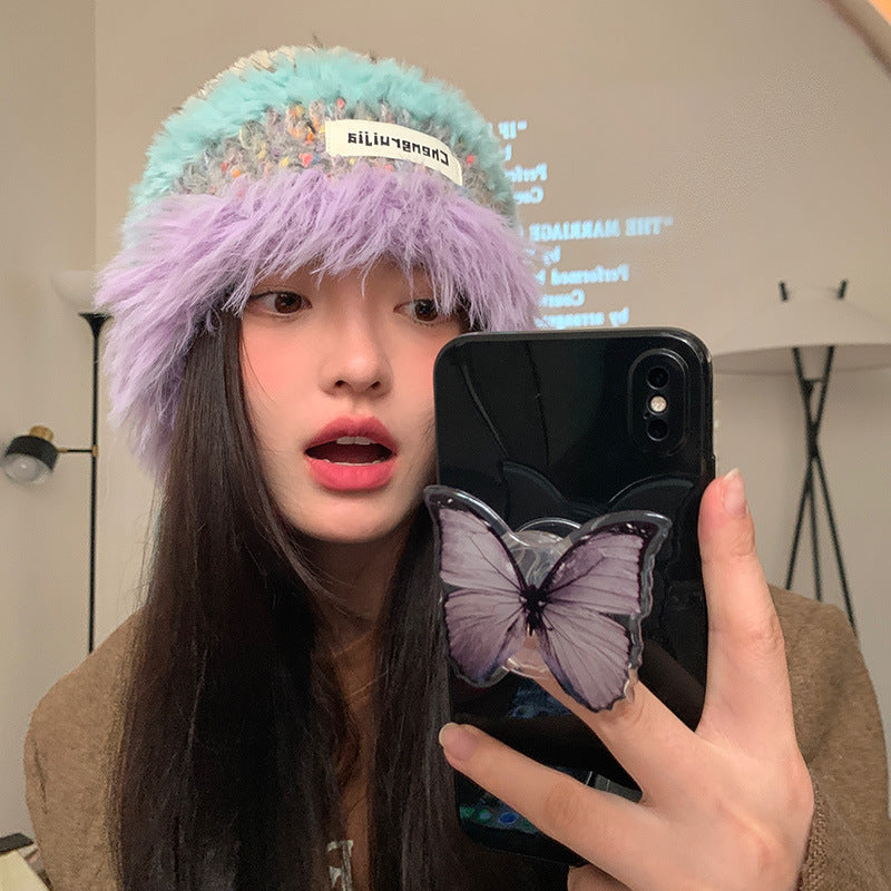 New Autumnwinter Plush Knitted Hat For Women