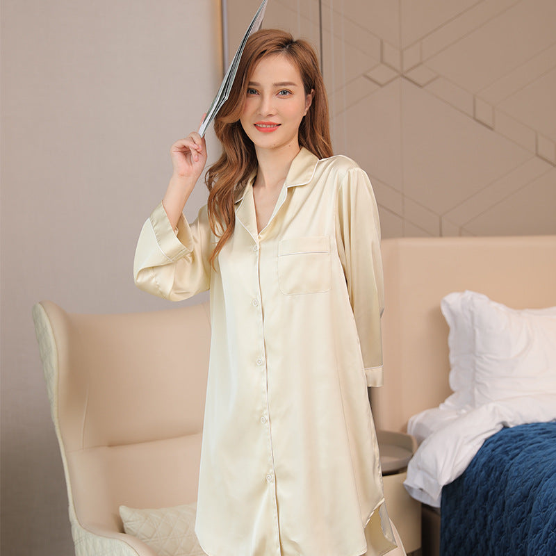 Womens Wearable Ice Silk Nightgown