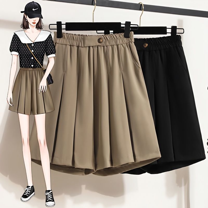 High-waisted Wide-leg Loose-fitting Outerwear Suit Shorts
